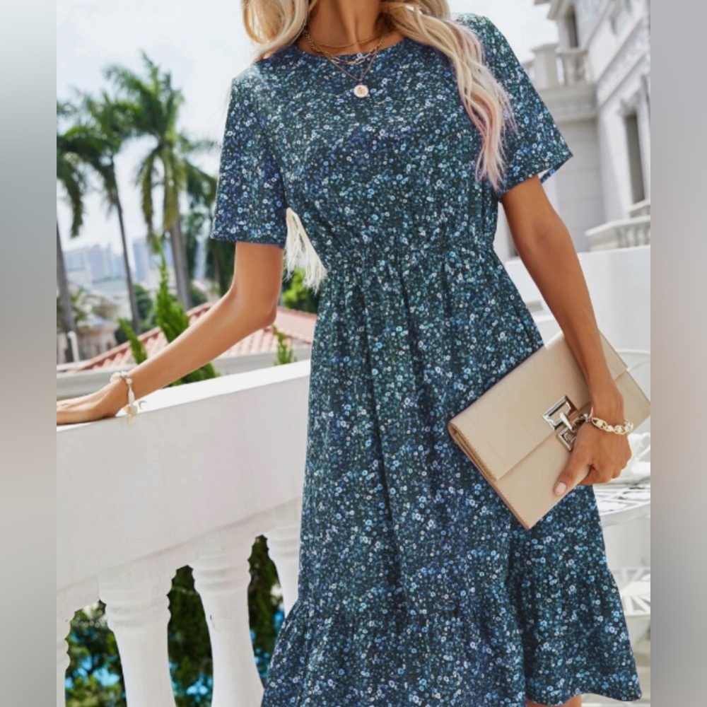 Floral ruffle hem dress
